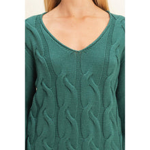 Load image into Gallery viewer, V Neck Cable Sweater