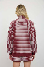 Load image into Gallery viewer, Burgundy Striped Half Zip