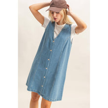 Load image into Gallery viewer, V-Neck Button-Front Denim Dress