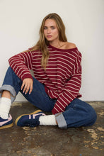 Load image into Gallery viewer, Burgundy Striped Sweater