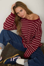 Load image into Gallery viewer, Burgundy Striped Sweater
