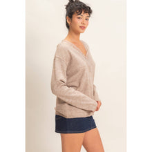 Load image into Gallery viewer, Lace Trim V-Neck Sweater