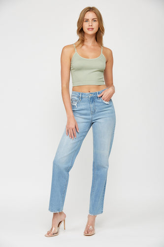 High Rise Baggy Straight Jeans by Mica