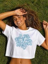Load image into Gallery viewer, Hibiscus Flower Cropped T-Shirt