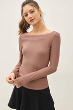 Load image into Gallery viewer, Lace Trimed Ribbed Boat Neck