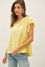 Load image into Gallery viewer, Tie Front Ruffle Sleeve Top