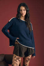 Load image into Gallery viewer, Contrasting Trim Boat Neck Sweater