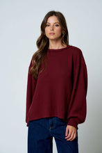 Load image into Gallery viewer, Burgundy Balloon Sleeve Knit Top