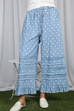 Load image into Gallery viewer, Polka Dot Flared Ruffle Cotton Crop Denim