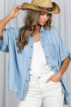 Load image into Gallery viewer, Oversized Button Up Chambray Shirt