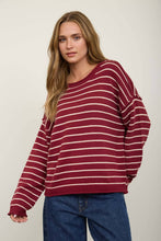 Load image into Gallery viewer, Burgundy Striped Sweater