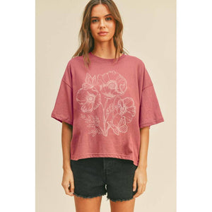 Flower Embroidery Graphic T-shirt