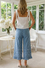 Load image into Gallery viewer, Polka Dot Flared Ruffle Cotton Crop Denim