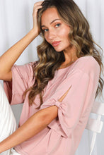 Load image into Gallery viewer, Tie  Sleeve Soft T-Shirt Top