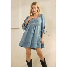 Load image into Gallery viewer, Denim Smocked Babydoll Dress