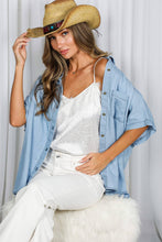 Load image into Gallery viewer, Oversized Button Up Chambray Shirt