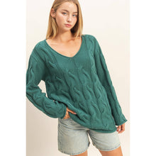 Load image into Gallery viewer, V Neck Cable Sweater