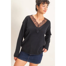 Load image into Gallery viewer, Lace Trim V-Neck Sweater