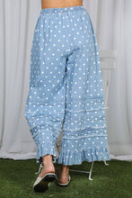 Load image into Gallery viewer, Polka Dot Flared Ruffle Cotton Crop Denim