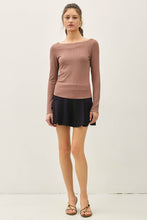 Load image into Gallery viewer, Lace Trimed Ribbed Boat Neck