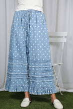 Load image into Gallery viewer, Polka Dot Flared Ruffle Cotton Crop Denim
