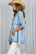 Load image into Gallery viewer, Oversized Button Up Chambray Shirt