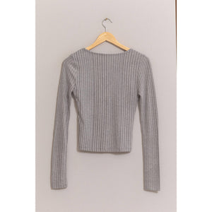 Brushed Ribbed Button-Front Top