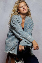Load image into Gallery viewer, Vintage Denim Print Open Cardigan