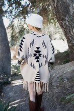 Load image into Gallery viewer, Aztec Luxe Fringed Ruana: Natural