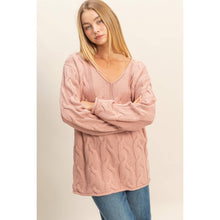 Load image into Gallery viewer, V Neck Cable Sweater