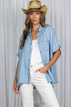 Load image into Gallery viewer, Oversized Button Up Chambray Shirt