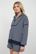 Load image into Gallery viewer, Navy Striped Half Zip