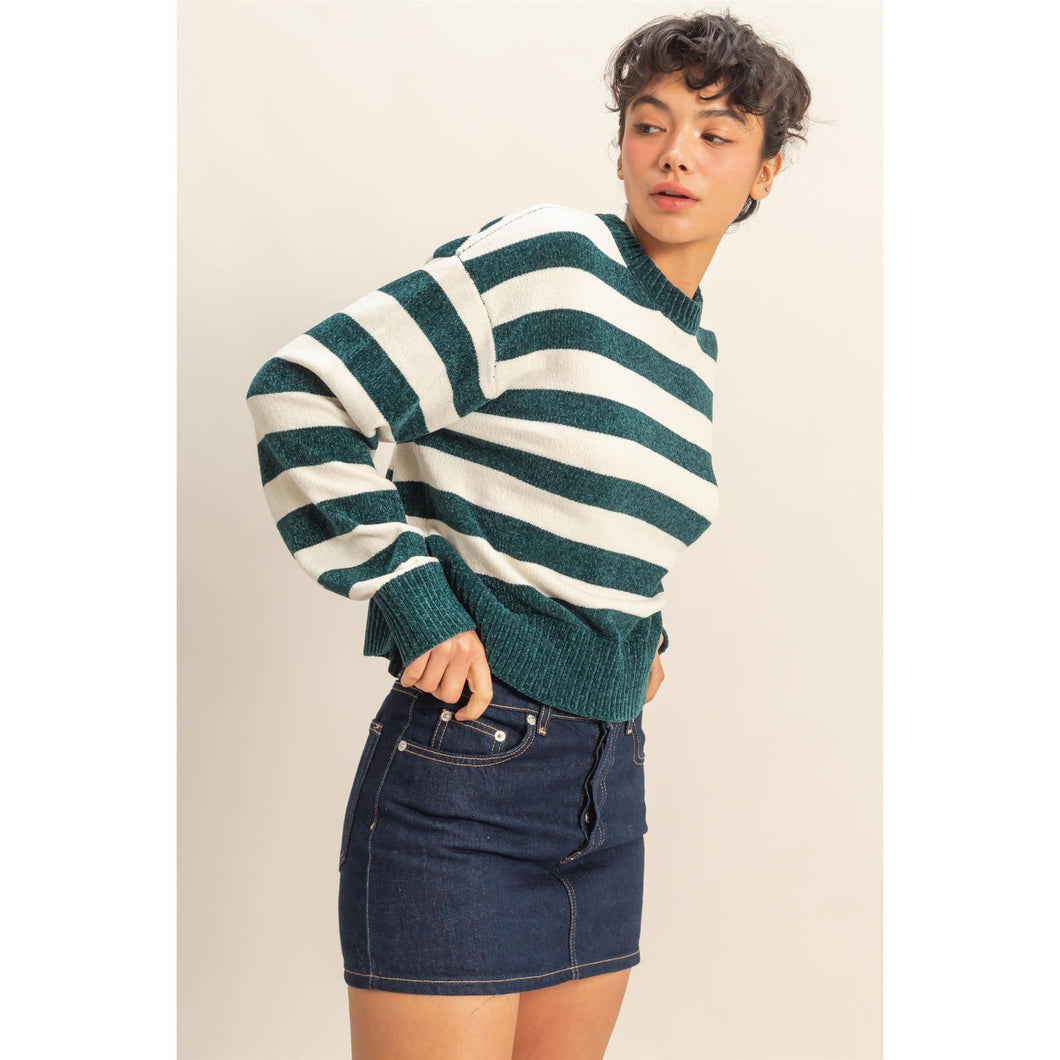 Striped Sweater With Ribbed Edge