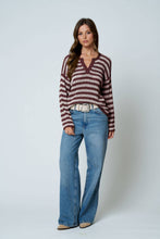 Load image into Gallery viewer, Split Neck Striped Sweater