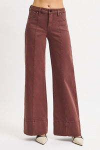 Mid Rise Wide Leg Coco Brown Jeans by Risen