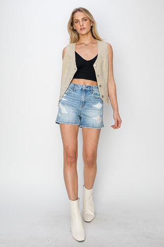 High Rise Side Slit Shorts by Risen