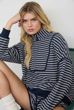 Load image into Gallery viewer, Navy Striped Half Zip