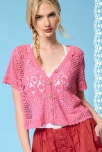 Load image into Gallery viewer, Crochet Button Down Cardigan