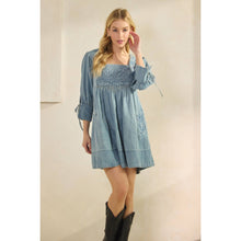 Load image into Gallery viewer, Denim Smocked Babydoll Dress