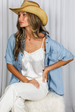 Load image into Gallery viewer, Oversized Button Up Chambray Shirt