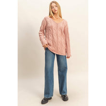 Load image into Gallery viewer, V Neck Cable Sweater