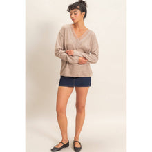 Load image into Gallery viewer, Lace Trim V-Neck Sweater