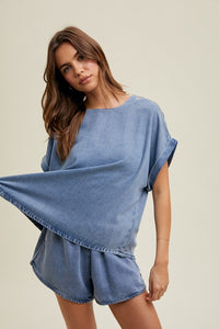 Washed Tencel Denim Boxy Top