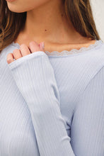 Load image into Gallery viewer, Lace Trimed Ribbed Boat Neck