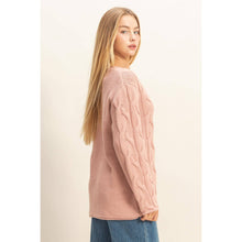 Load image into Gallery viewer, V Neck Cable Sweater