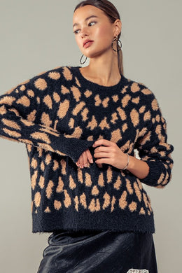 Animal Print Fuzzy Sweater