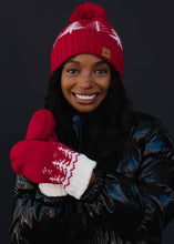 Load image into Gallery viewer, Red w/ White Trees Pom Hat