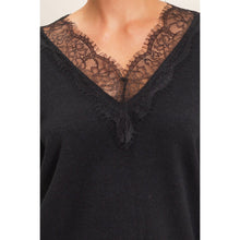Load image into Gallery viewer, Lace Trim V-Neck Sweater