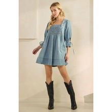Load image into Gallery viewer, Denim Smocked Babydoll Dress