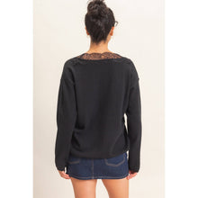 Load image into Gallery viewer, Lace Trim V-Neck Sweater